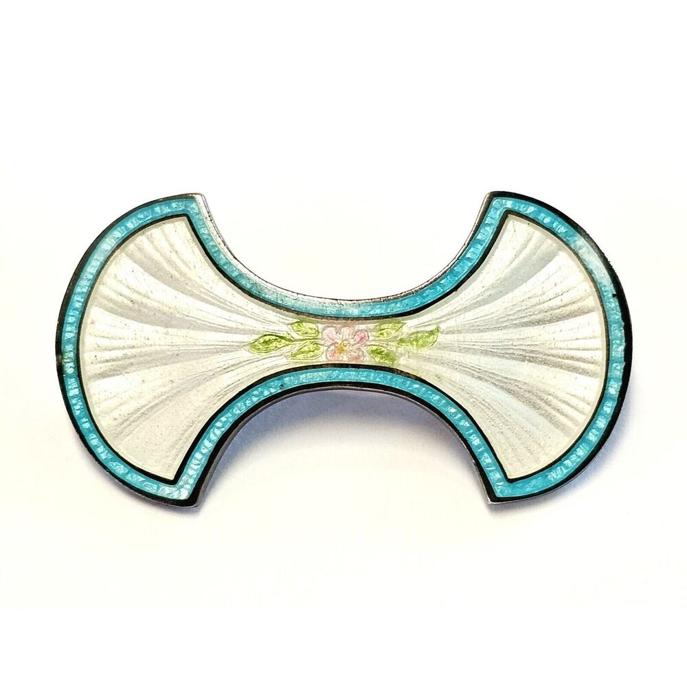 Denmark Art Deco Enamel Sterling Brooch 1920s C-Clasp SignedThis is a...